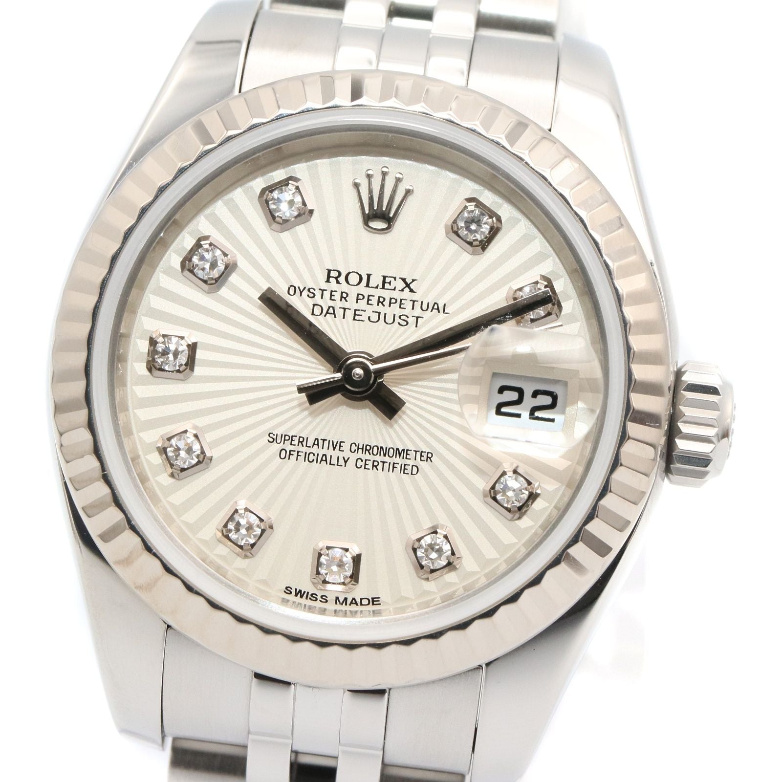 Rolex Watch Datejust Diamond Sil Sun NP 18k White Gold Stainless Steel — view 3