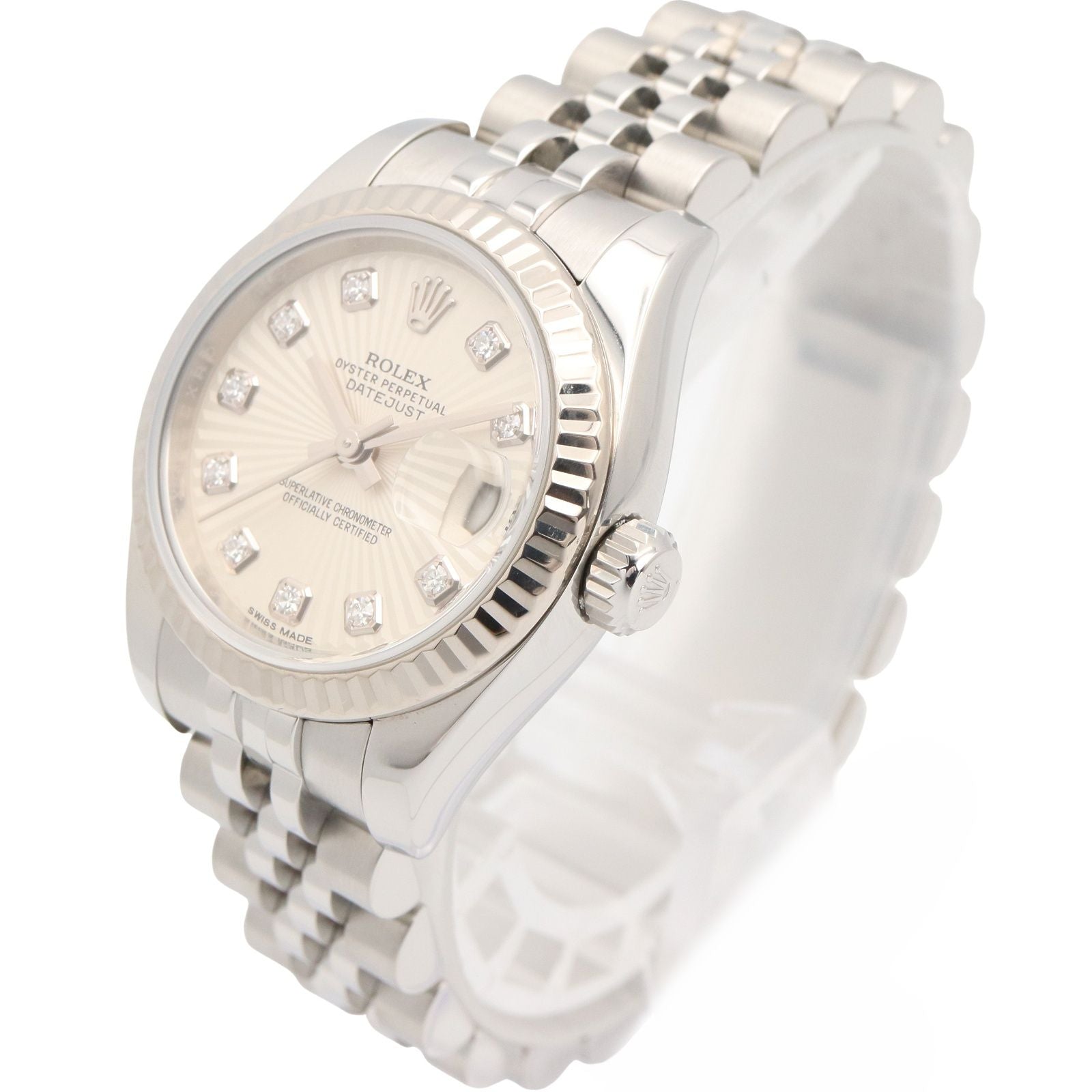 Rolex Watch Datejust Diamond Sil Sun NP 18k White Gold Stainless Steel — view 2