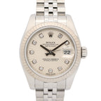Rolex Watch Datejust Diamond Sil Sun NP 18k White Gold Stainless Steel