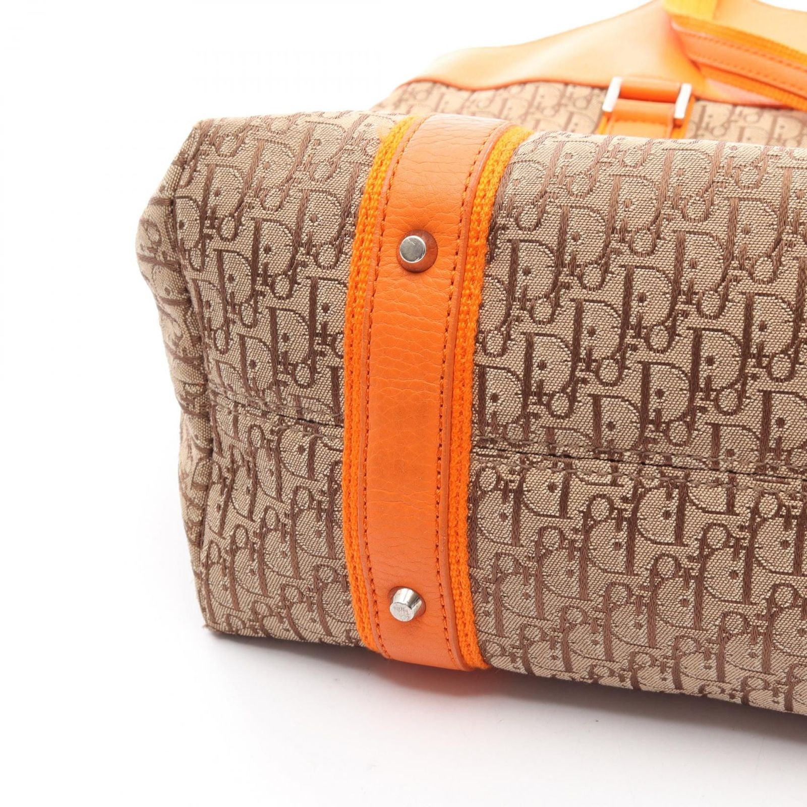 Dior Tote Trotter Street Chic Beige Orange Canvas Leather — view 6
