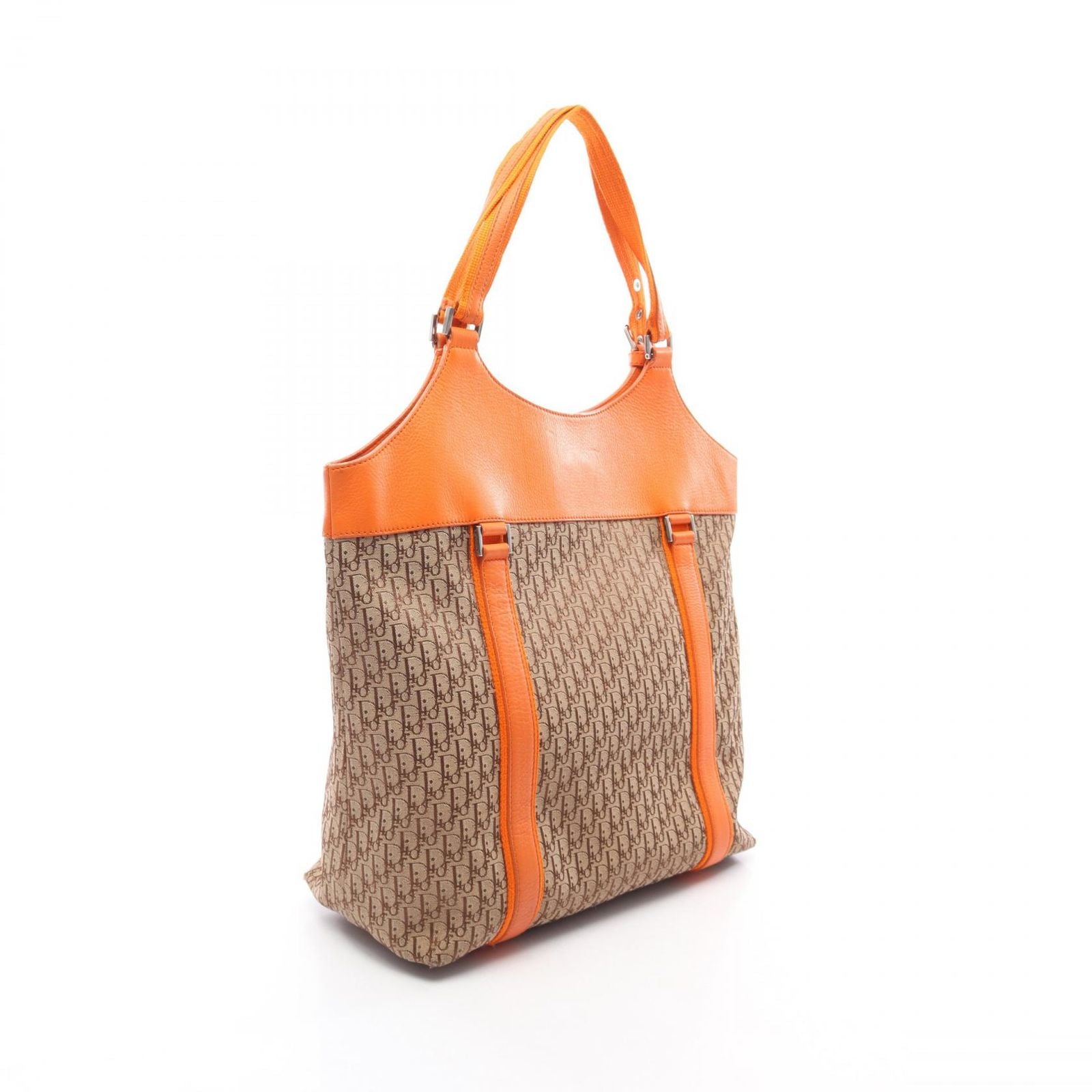 Dior Tote Trotter Street Chic Beige Orange Canvas Leather — view 2