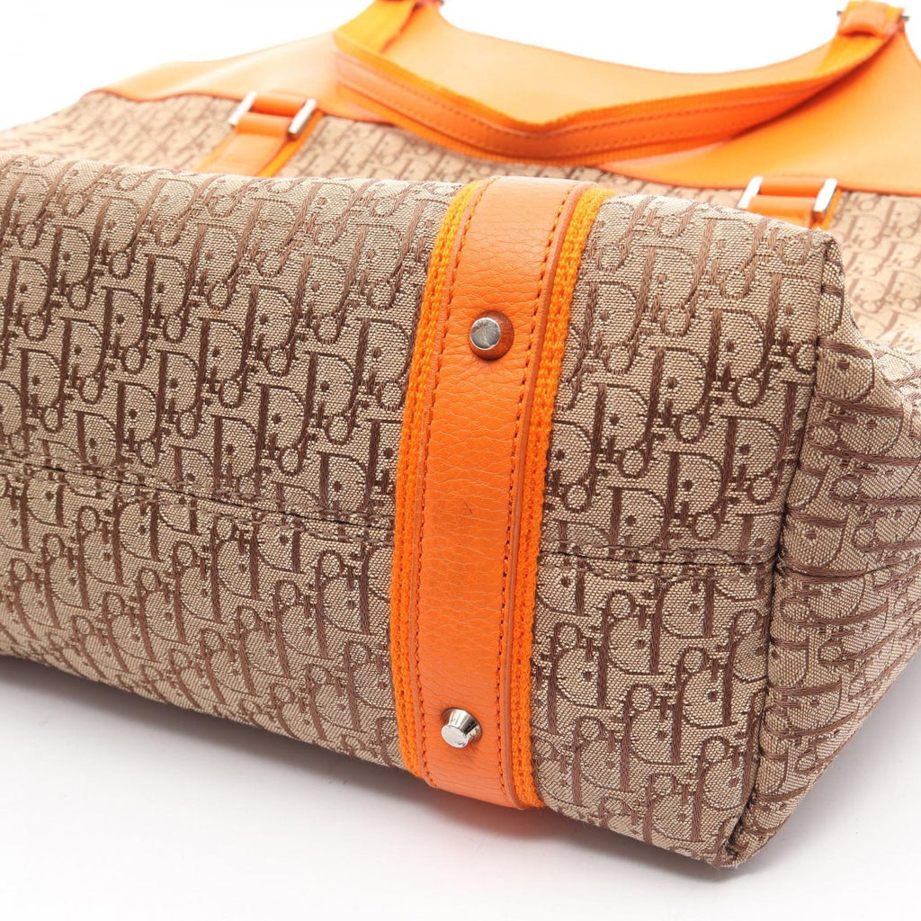 Dior Tote Trotter Street Chic Beige Orange Canvas Leather — view 5