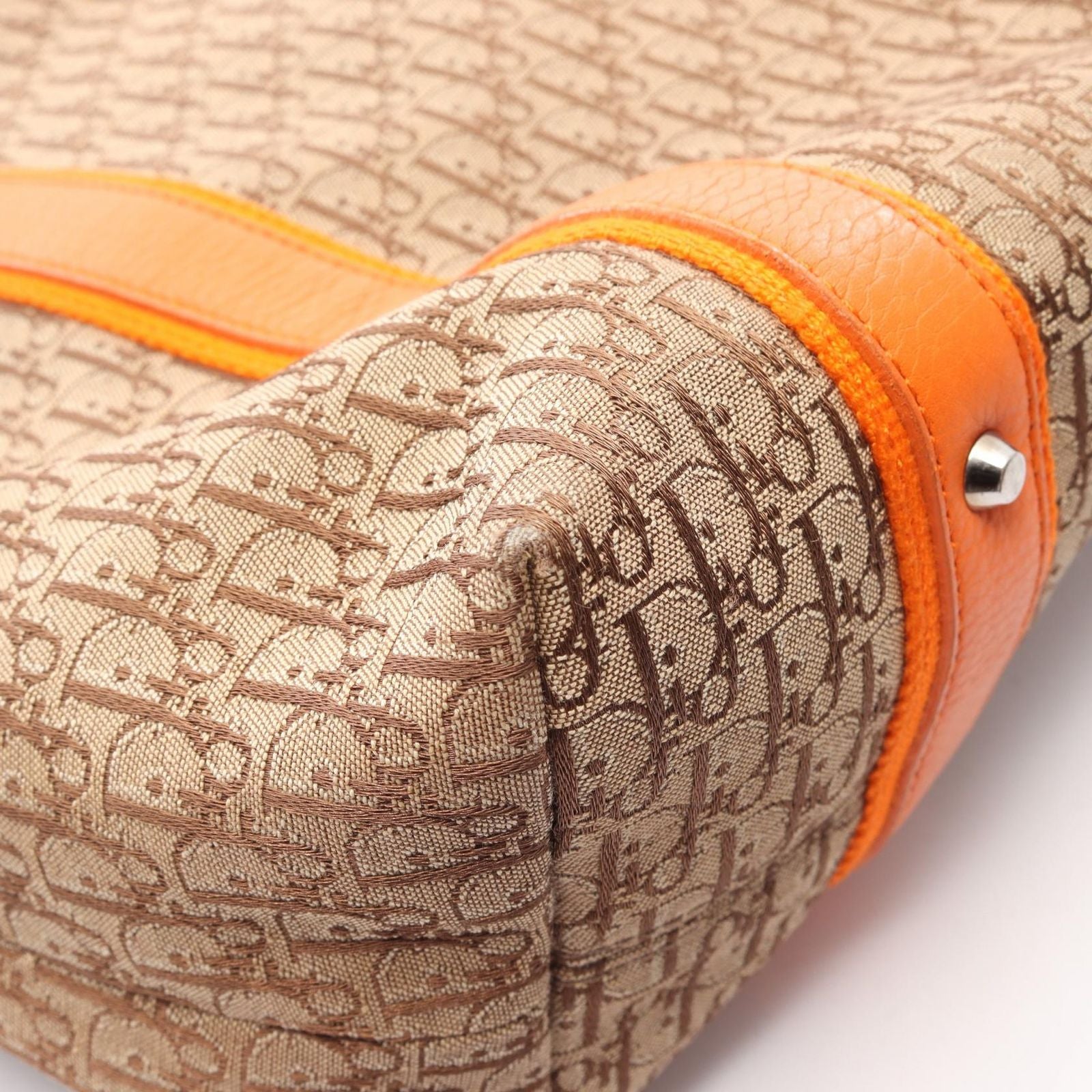 Dior Tote Trotter Street Chic Beige Orange Canvas Leather — view 8
