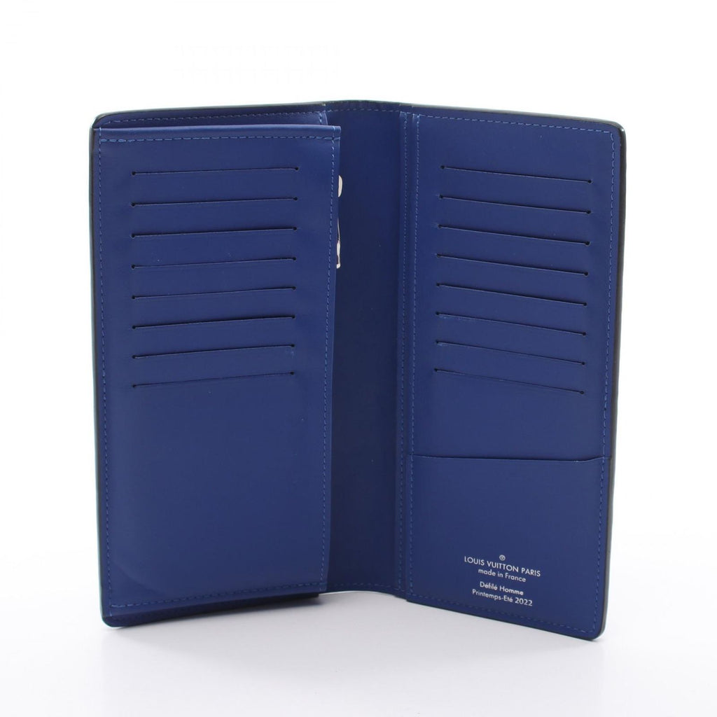 Louis Vuitton Bifold Wallet Portefeuille Brazza Monogram Taurillon Blue Vert — view 3