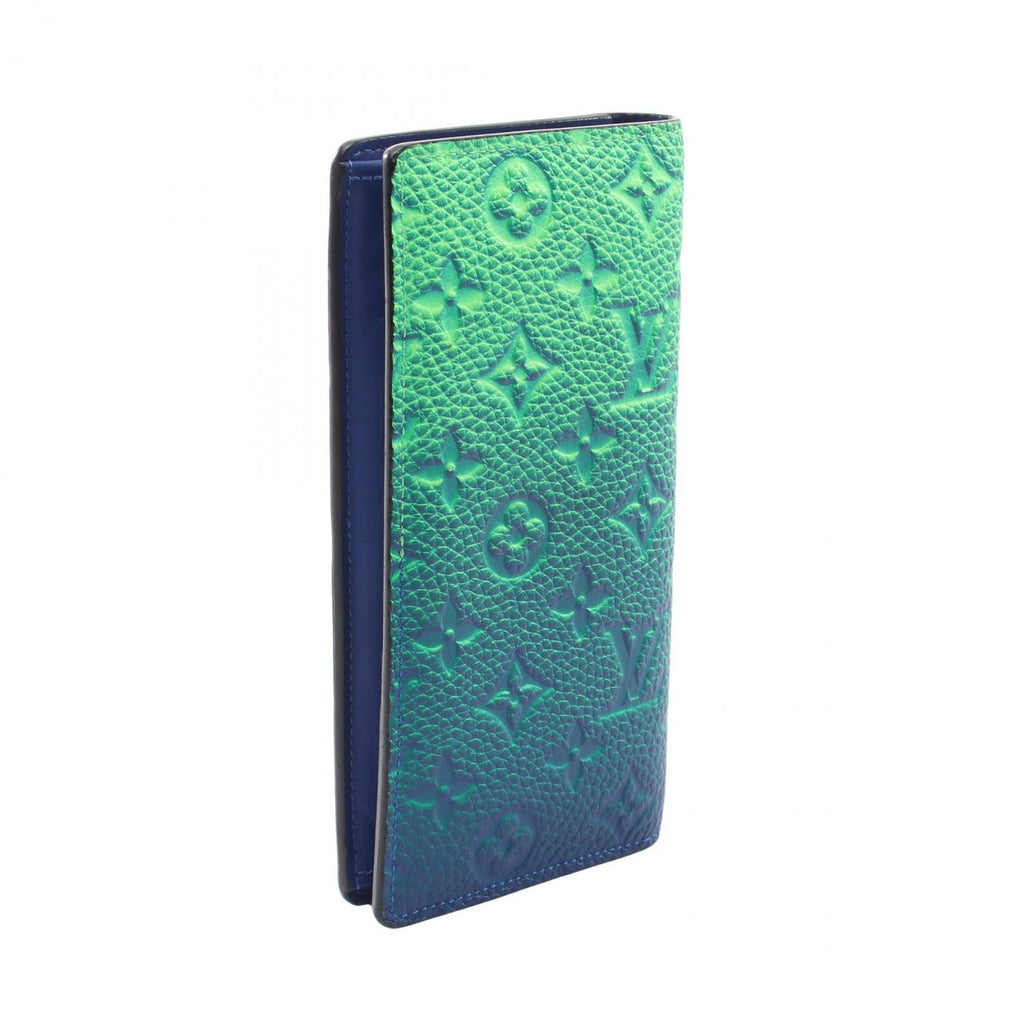Louis Vuitton Bifold Wallet Portefeuille Brazza Monogram Taurillon Blue Vert — view 2