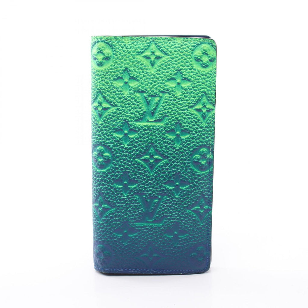 Louis Vuitton Bifold Wallet Portefeuille Brazza Monogram Taurillon Blue Vert