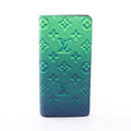 Louis Vuitton Bifold Wallet Portefeuille Brazza Monogram Taurillon Blue Vert