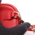 Chanel Waist Bag CC Logo Chain Red Leather — view 9