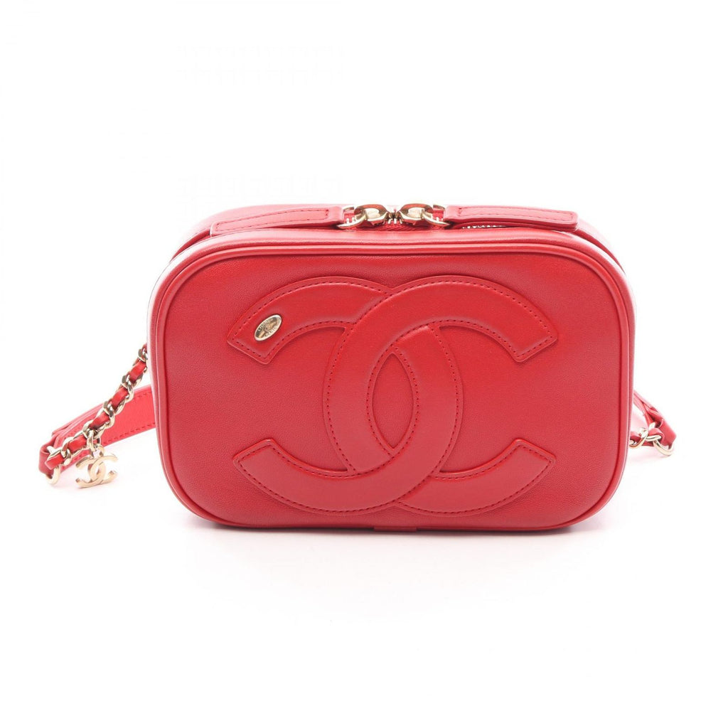 Chanel Waist Bag CC Logo Chain Red Leather