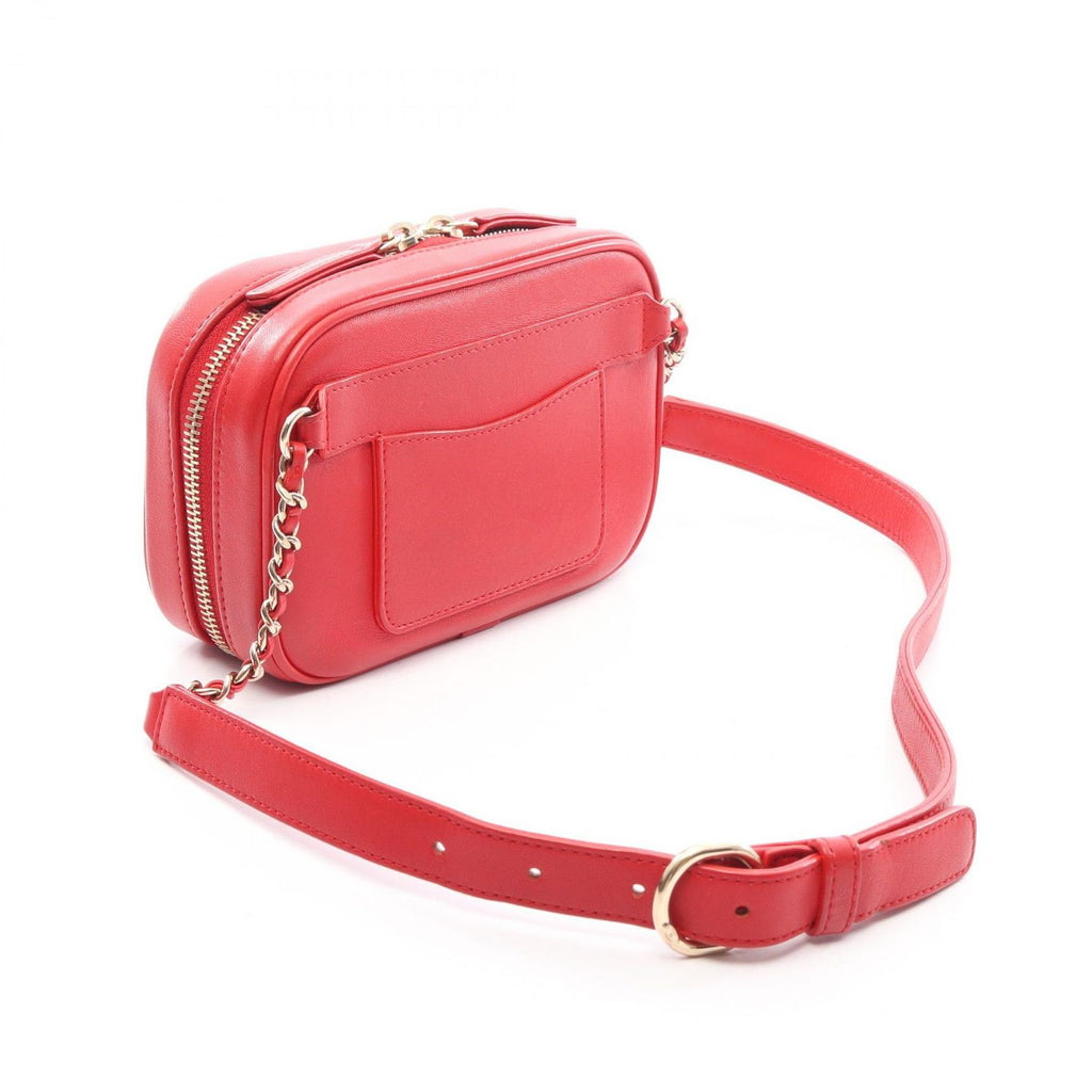 Chanel Waist Bag CC Logo Chain Red Leather — view 2