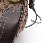 Celine Shoulder Bag Macadam Beige Brown Canvas Leather — view 8