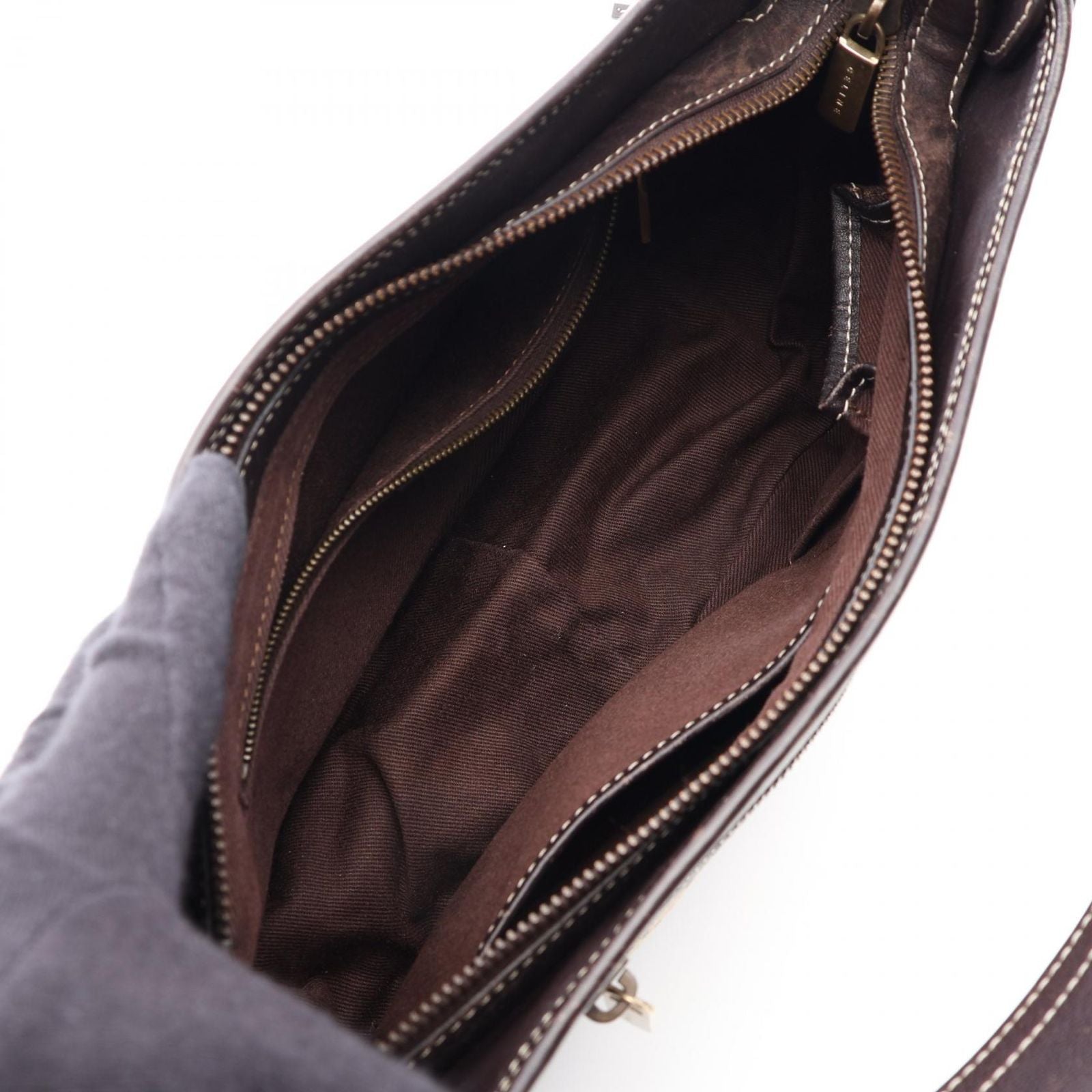 Celine Shoulder Bag Macadam Beige Brown Canvas Leather — view 3