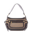 Celine Shoulder Bag Macadam Beige Brown Canvas Leather