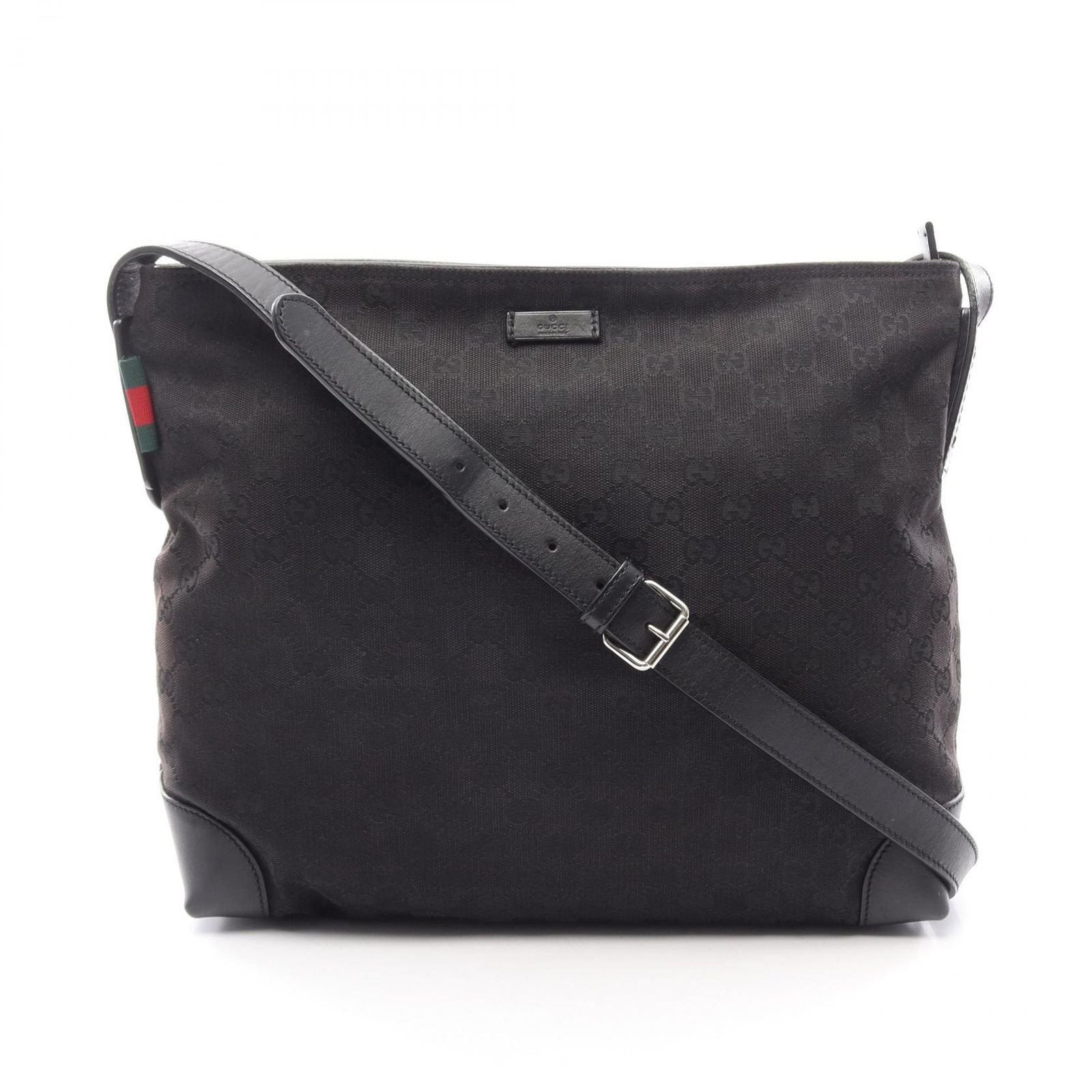 Gucci Shoulder Bag Canvas Sherry Line Black