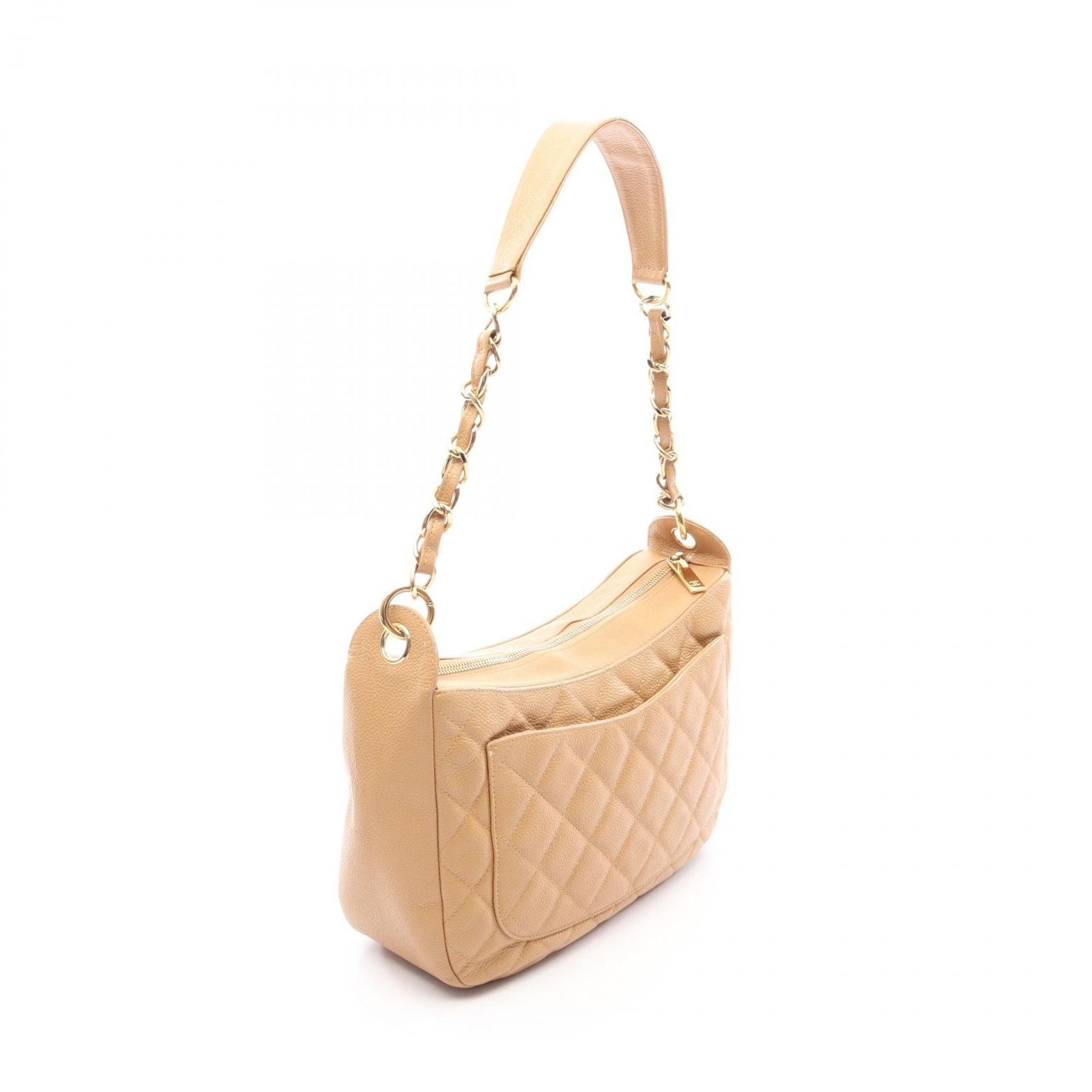 Chanel Shoulder Bag Quilted Beige Calf CC Logo — view 2