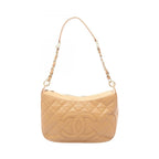 Chanel Shoulder Bag Quilted Beige Calf CC Logo