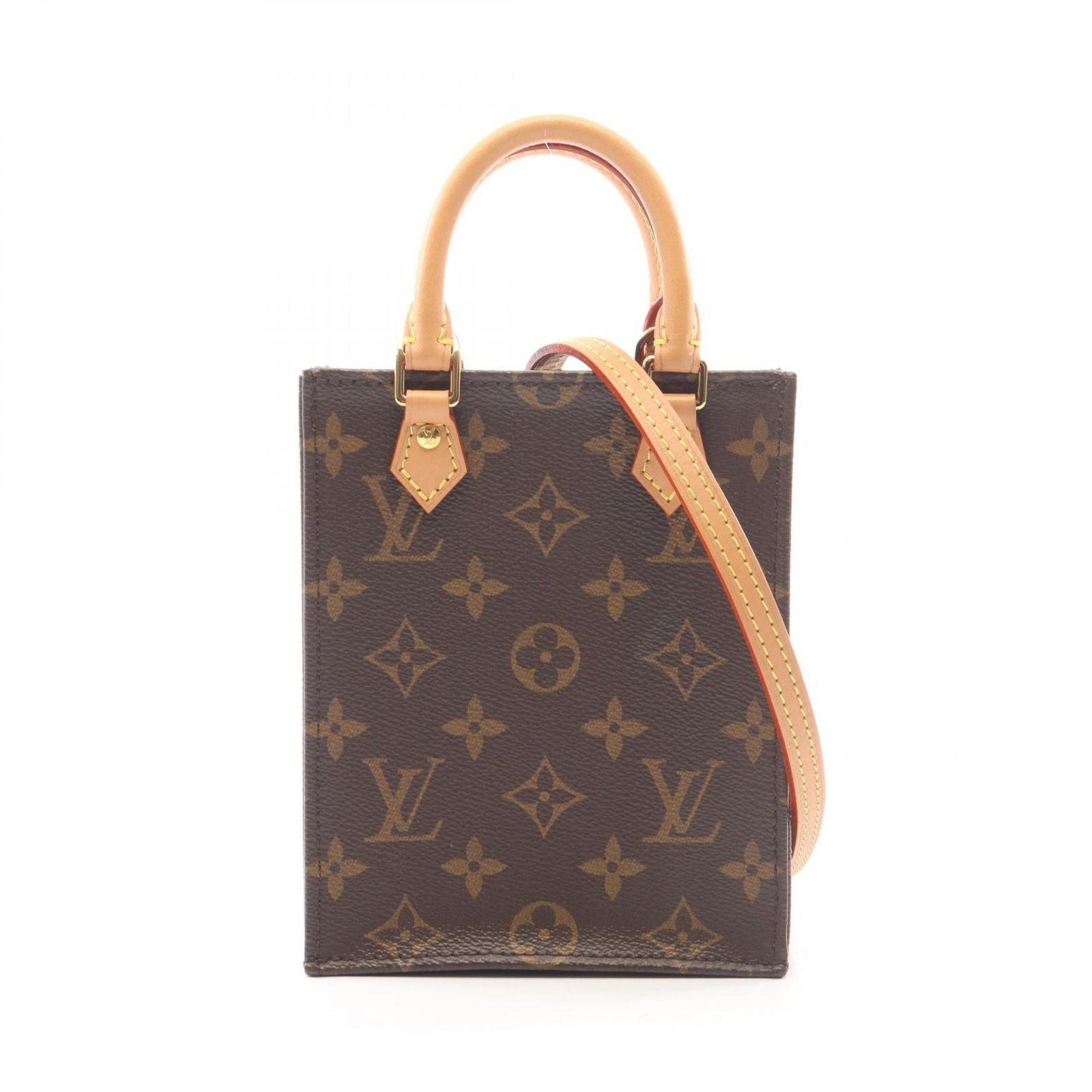 Louis Vuitton Handbag Petite Sac Plat 2-Way Canvas Leather