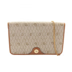 Dior Shoulder Bag Honeycomb Beige Canvas Leather Chain