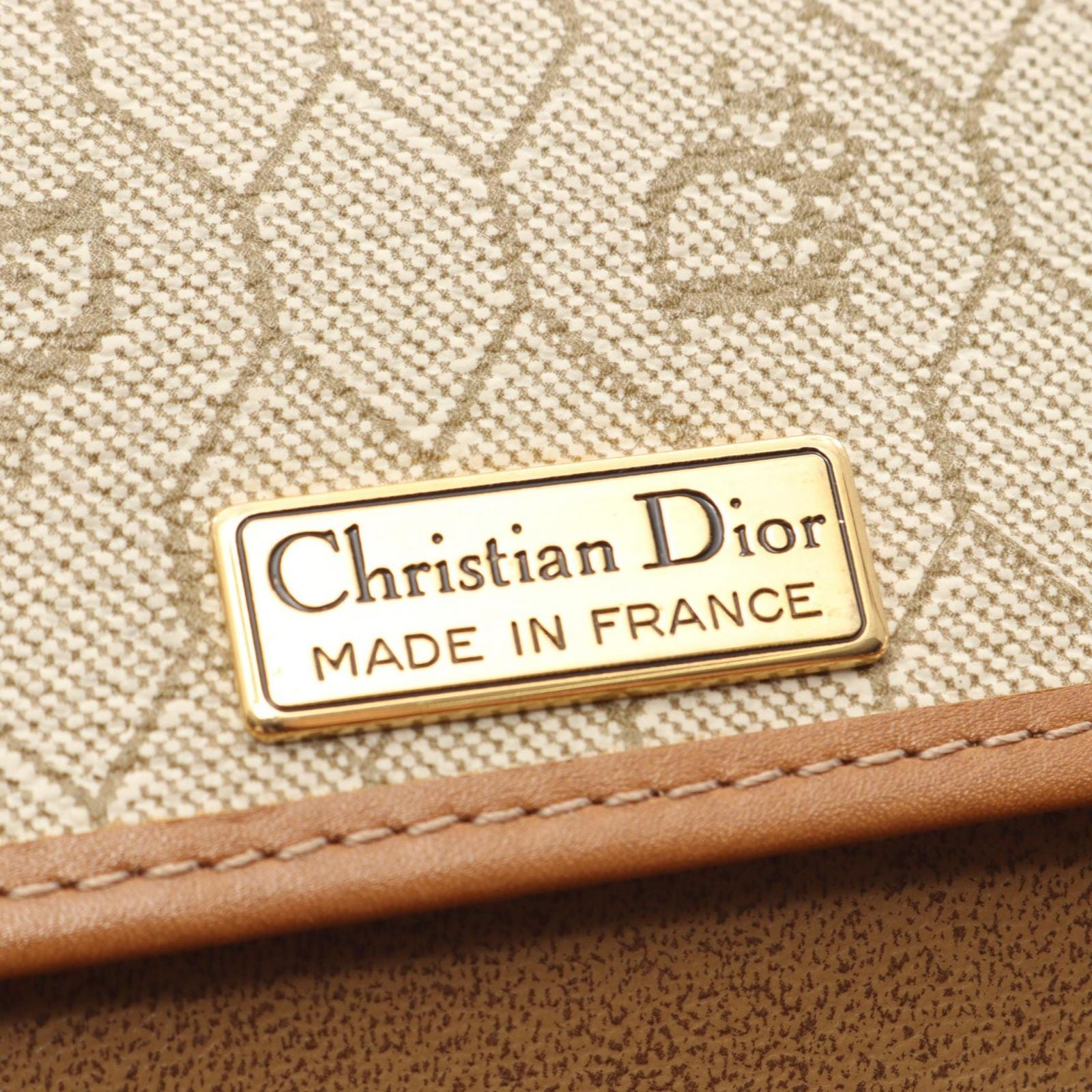 Dior Shoulder Bag Honeycomb Beige Canvas Leather Chain — view 4