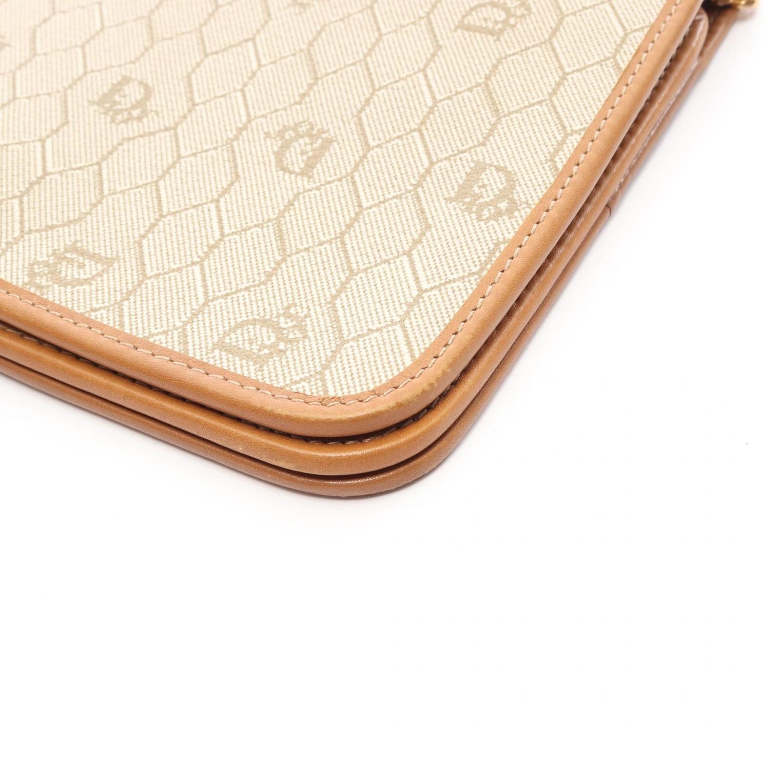Dior Shoulder Bag Honeycomb Beige Canvas Leather Chain — view 8