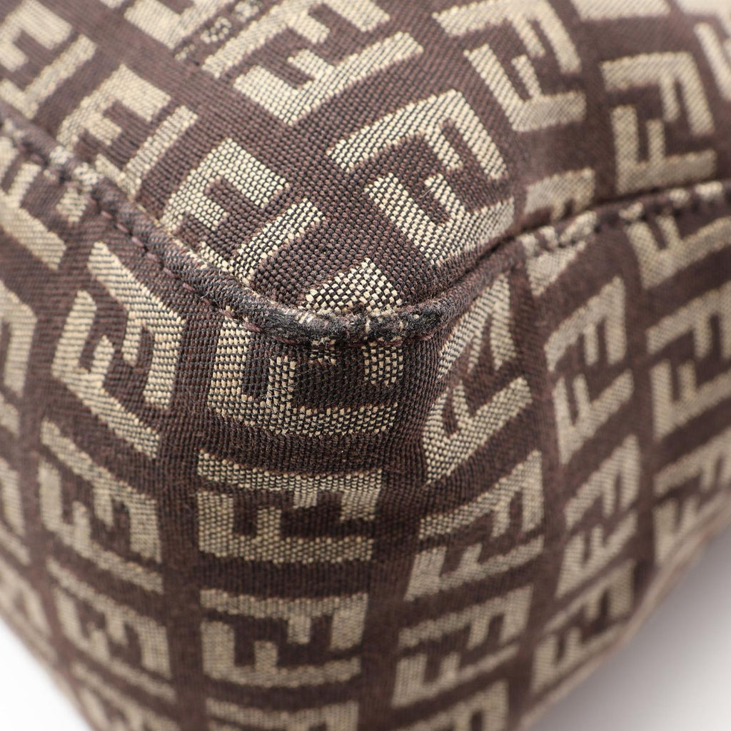 Fendi Tote Zucchino Brown Canvas Leather — view 8