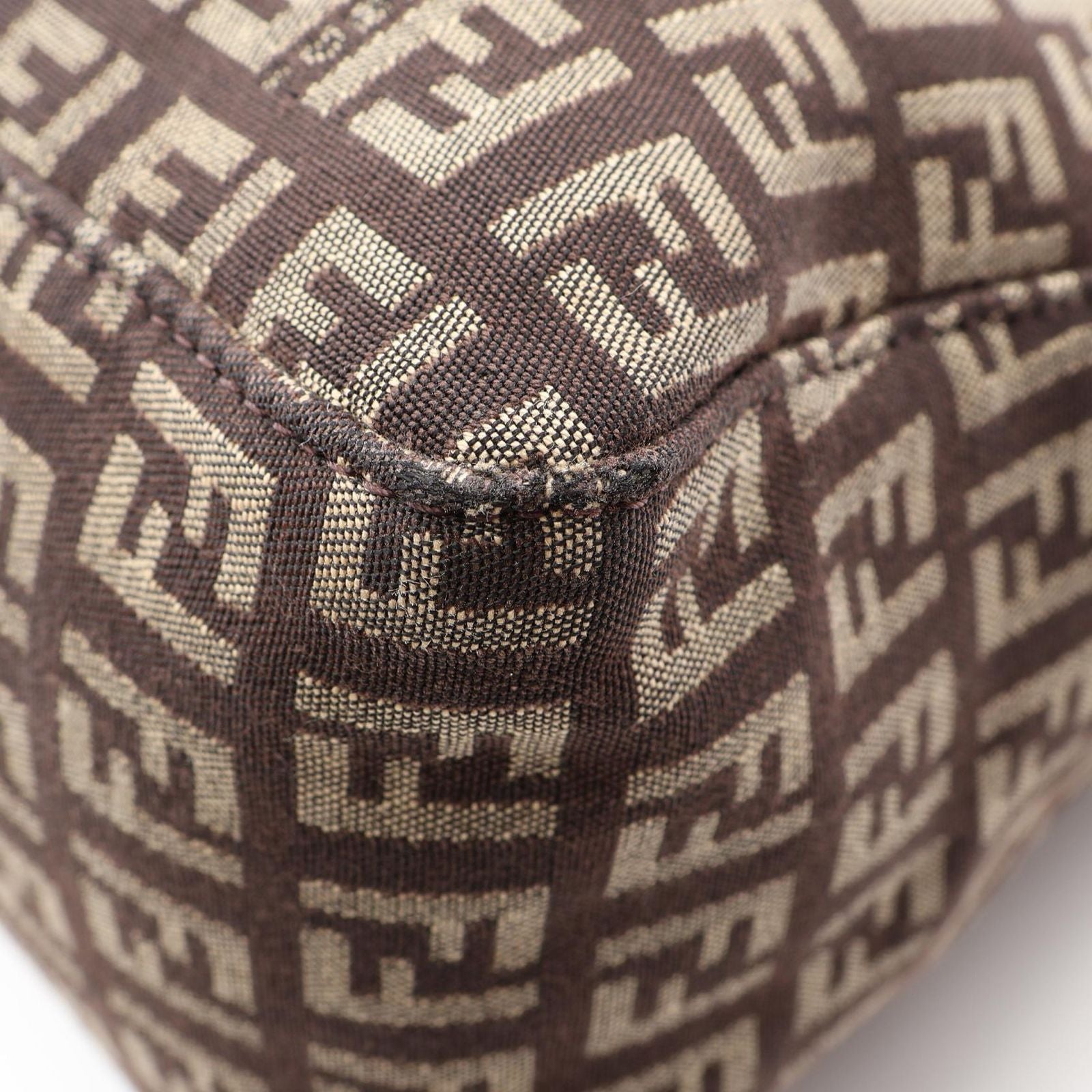 Fendi Tote Zucchino Brown Canvas Leather — view 8