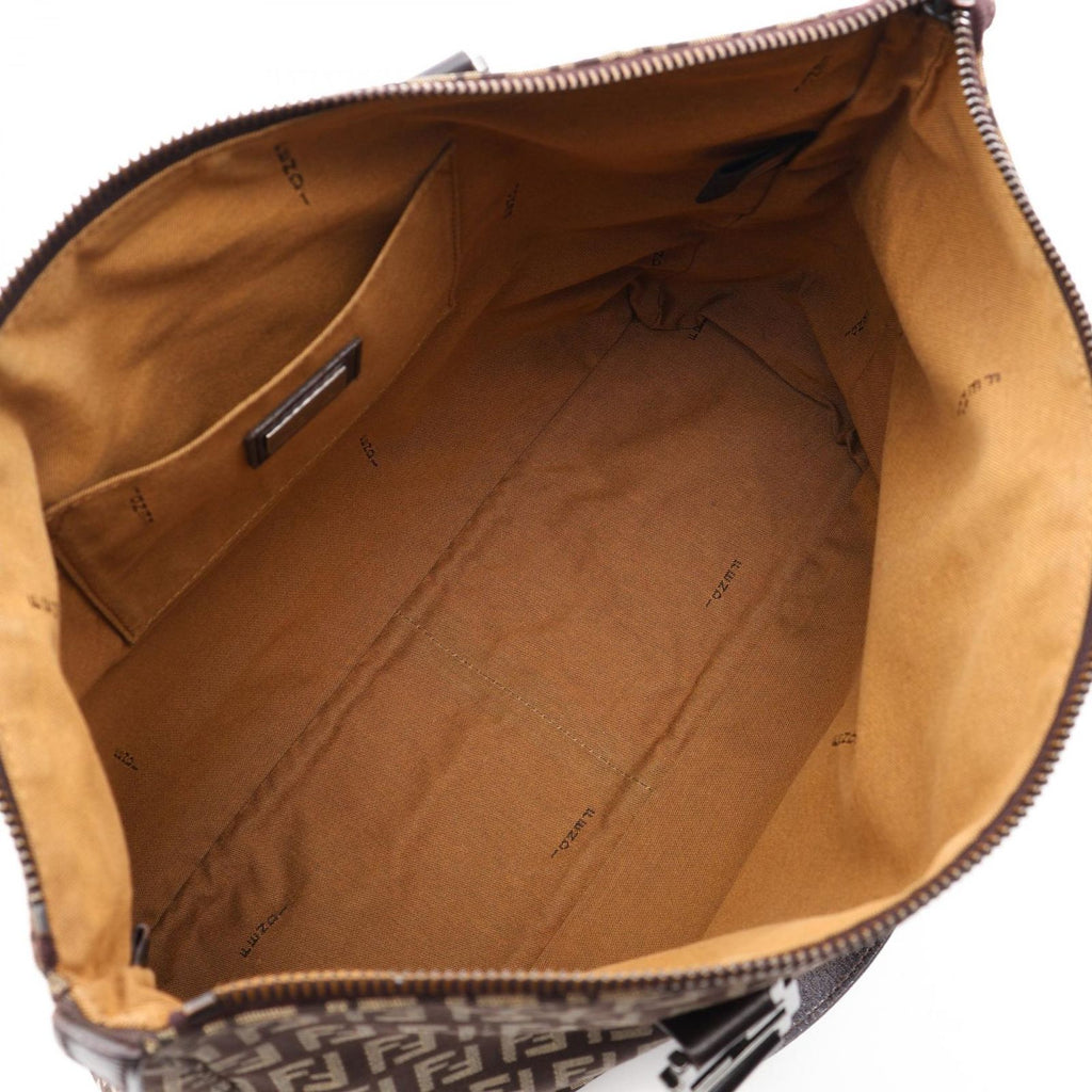 Fendi Tote Zucchino Brown Canvas Leather — view 3