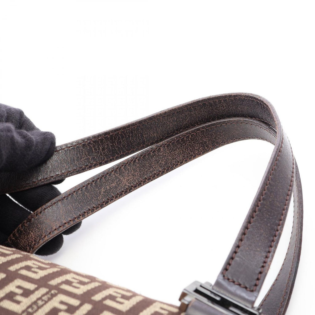 Fendi Tote Zucchino Brown Canvas Leather — view 9