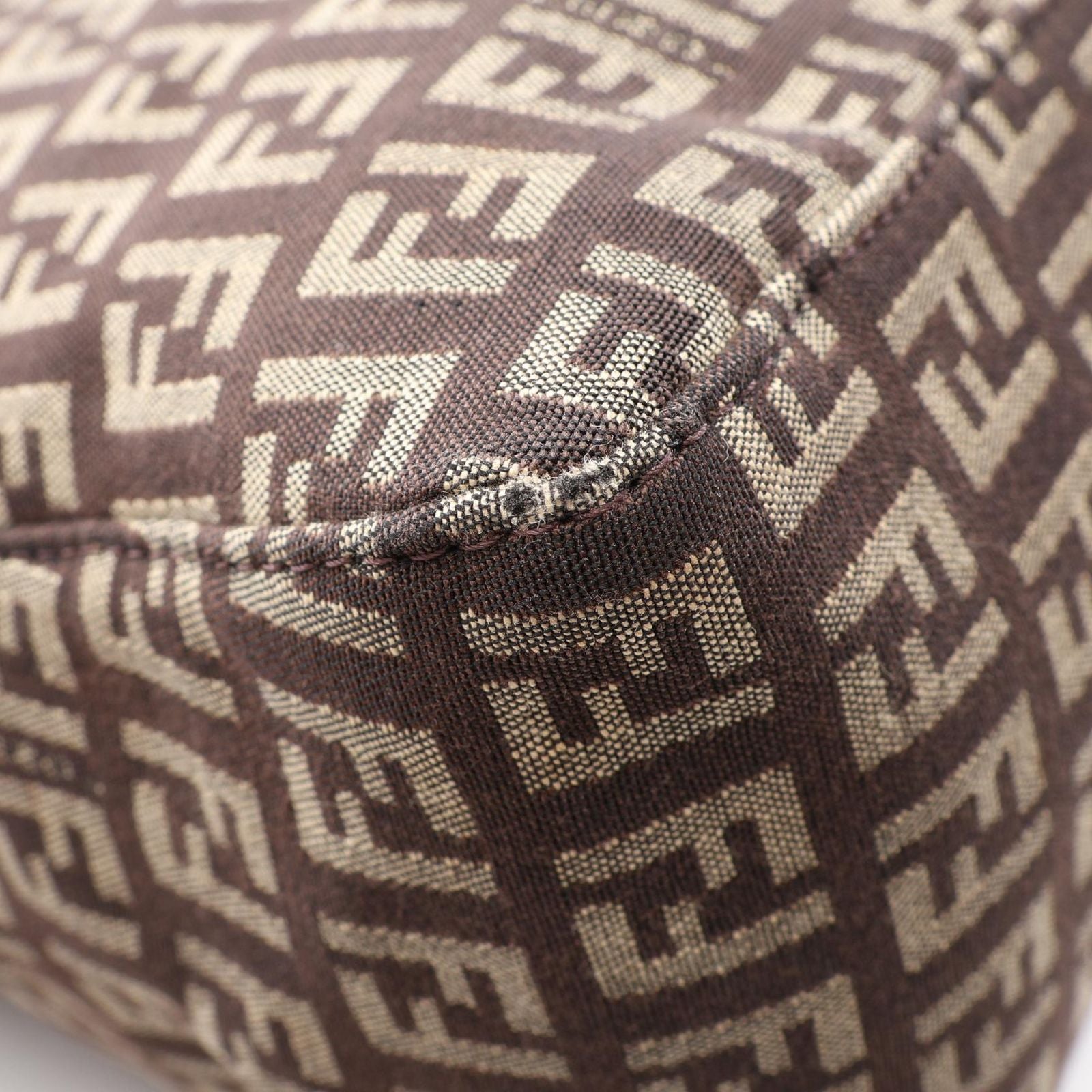 Fendi Tote Zucchino Brown Canvas Leather — view 7