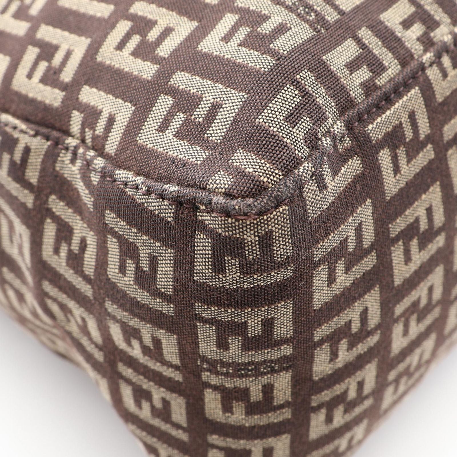 Fendi Tote Zucchino Brown Canvas Leather — view 5