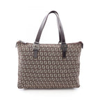 Fendi Tote Zucchino Brown Canvas Leather