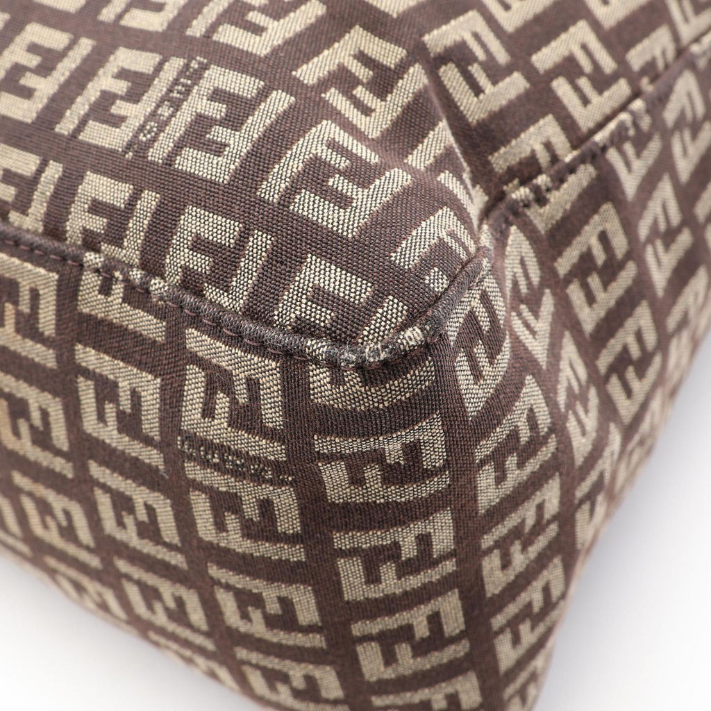 Fendi Tote Zucchino Brown Canvas Leather — view 6