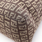 Fendi Tote Zucchino Brown Canvas Leather — view 6