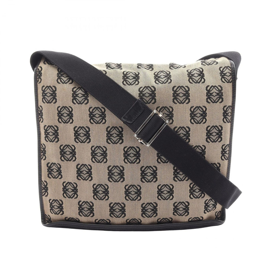 Loewe Shoulder Bag Anagram Beige Black Canvas