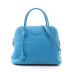 Hermes Handbag Bolide 31 Blue Zanzibar 2-Way Leather