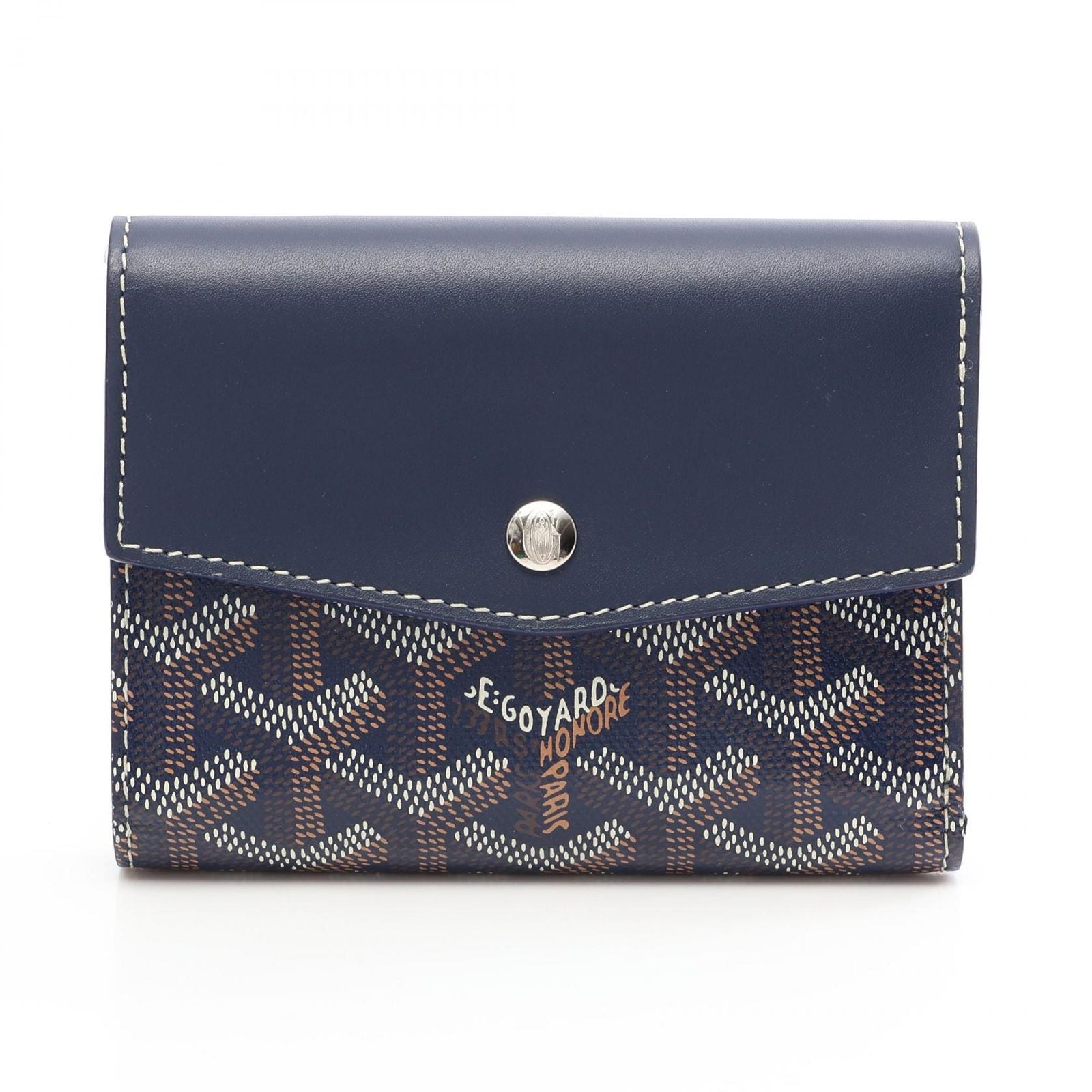 Goyard Trifold Wallet Saint Gabriel Navy Canvas Leather