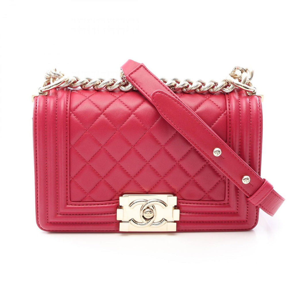 Chanel Shoulder Bag Boy Small Wine Lambskin Chain