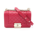 Chanel Shoulder Bag Boy Small Wine Lambskin Chain