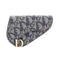 Dior Coin Case Saddle Oblique Navy Canvas Leather Trotter Purse