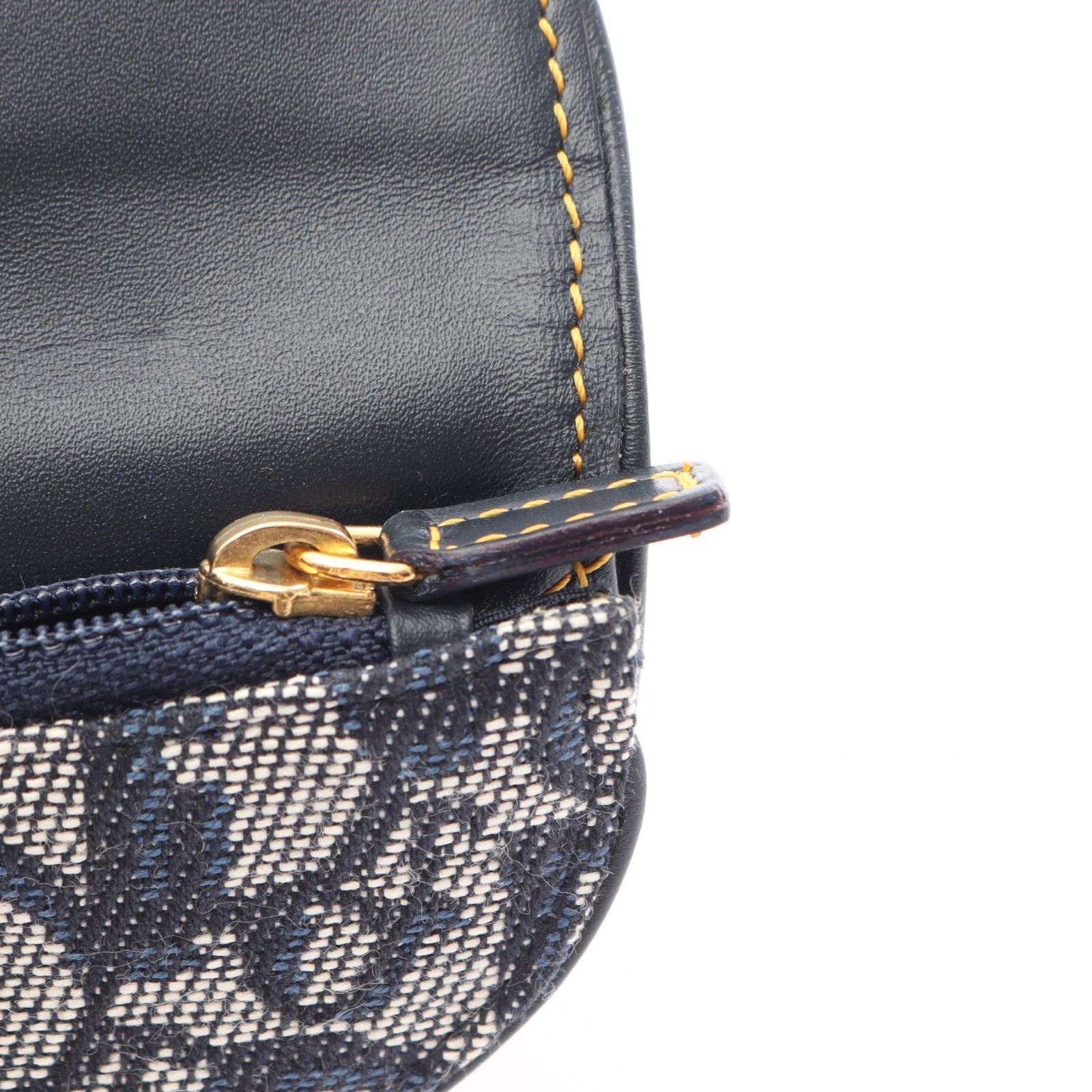Dior Coin Case Saddle Oblique Navy Canvas Leather Trotter Purse — view 5