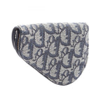 Dior Coin Case Saddle Oblique Navy Canvas Leather Trotter Purse — view 2