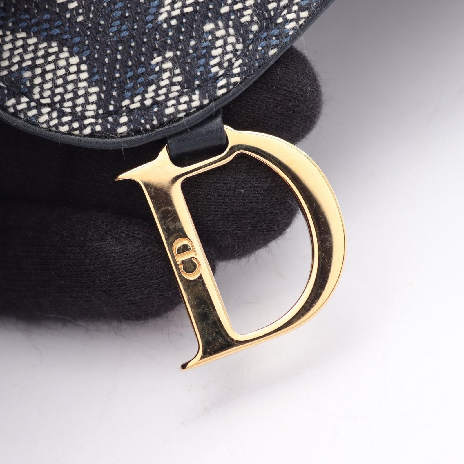 Dior Coin Case Saddle Oblique Navy Canvas Leather Trotter Purse — view 6
