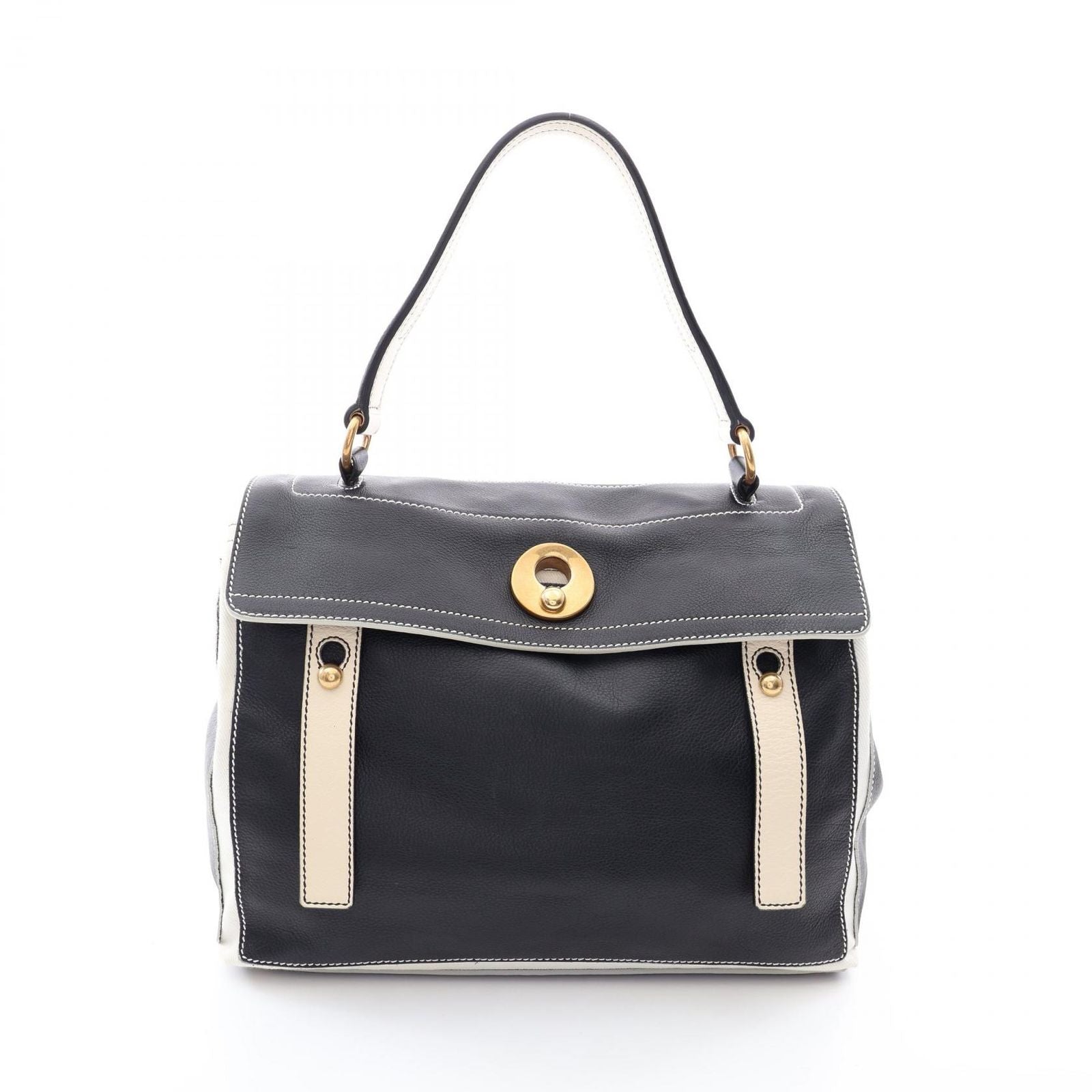 Saint Laurent Handbag Muse Two Black Leather Canvas