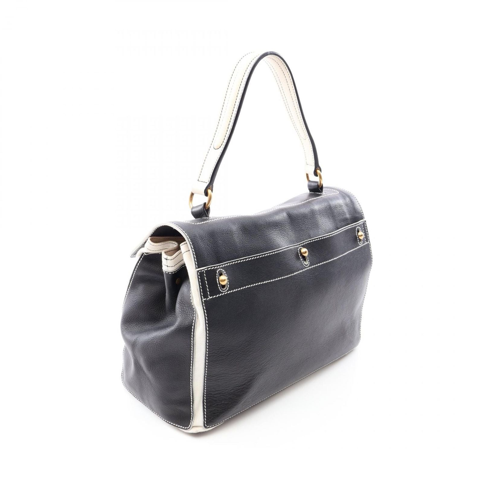 Saint Laurent Handbag Muse Two Black Leather Canvas — view 2