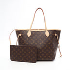 Louis Vuitton Tote Neverfull MM Monogram Rose Beige Canvas Leather