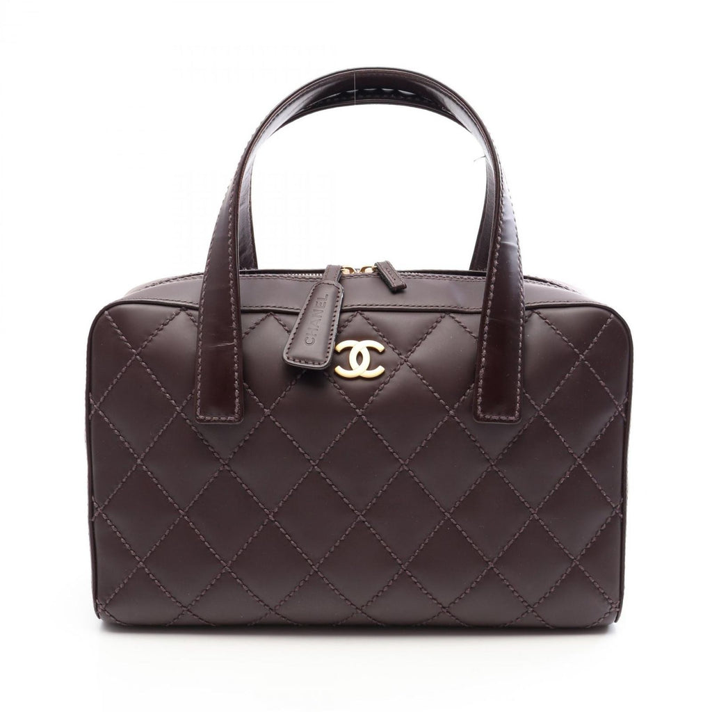 Chanel Handbag Wild Stitch Wine Leather