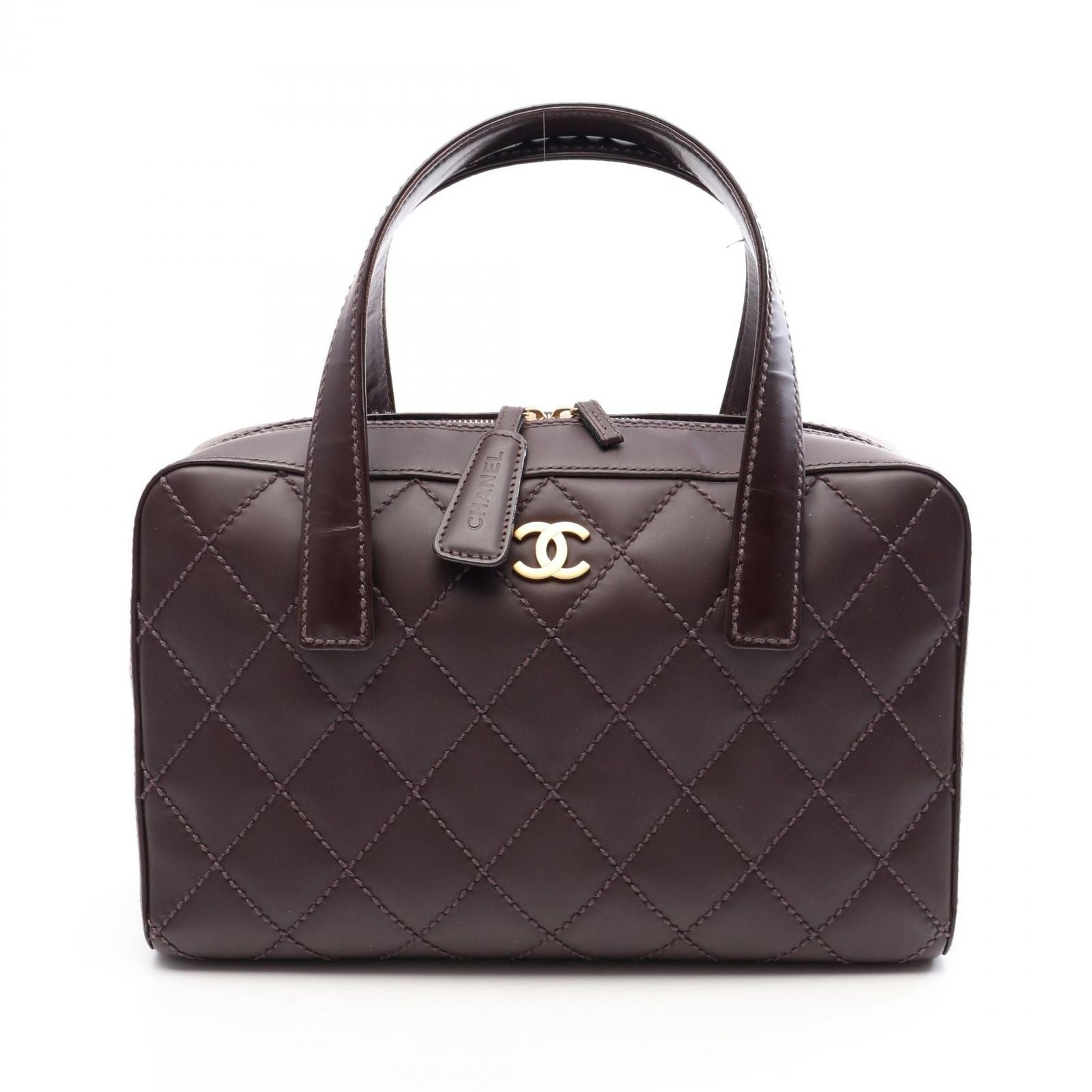 Chanel Handbag Wild Stitch Wine Leather