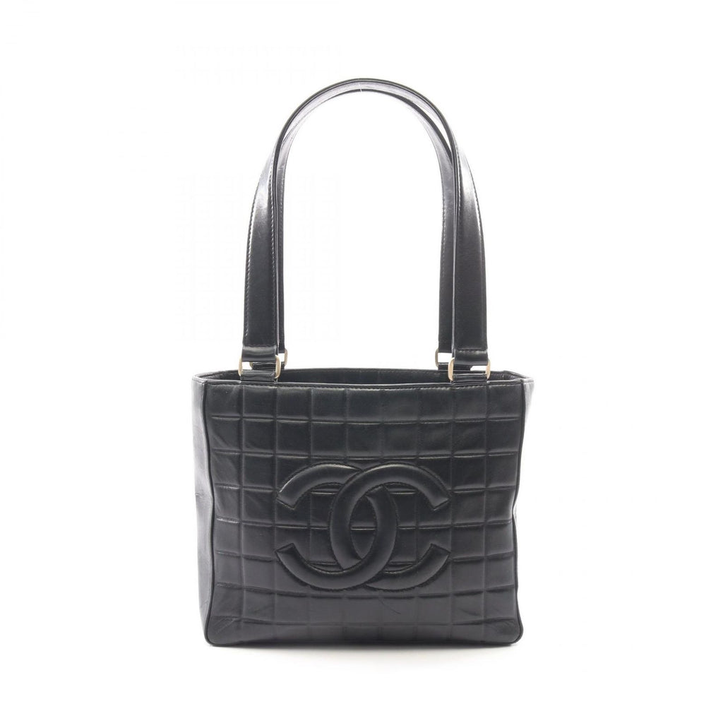 Chanel Tote Choco Bar Black Lambskin Bar CC Logo