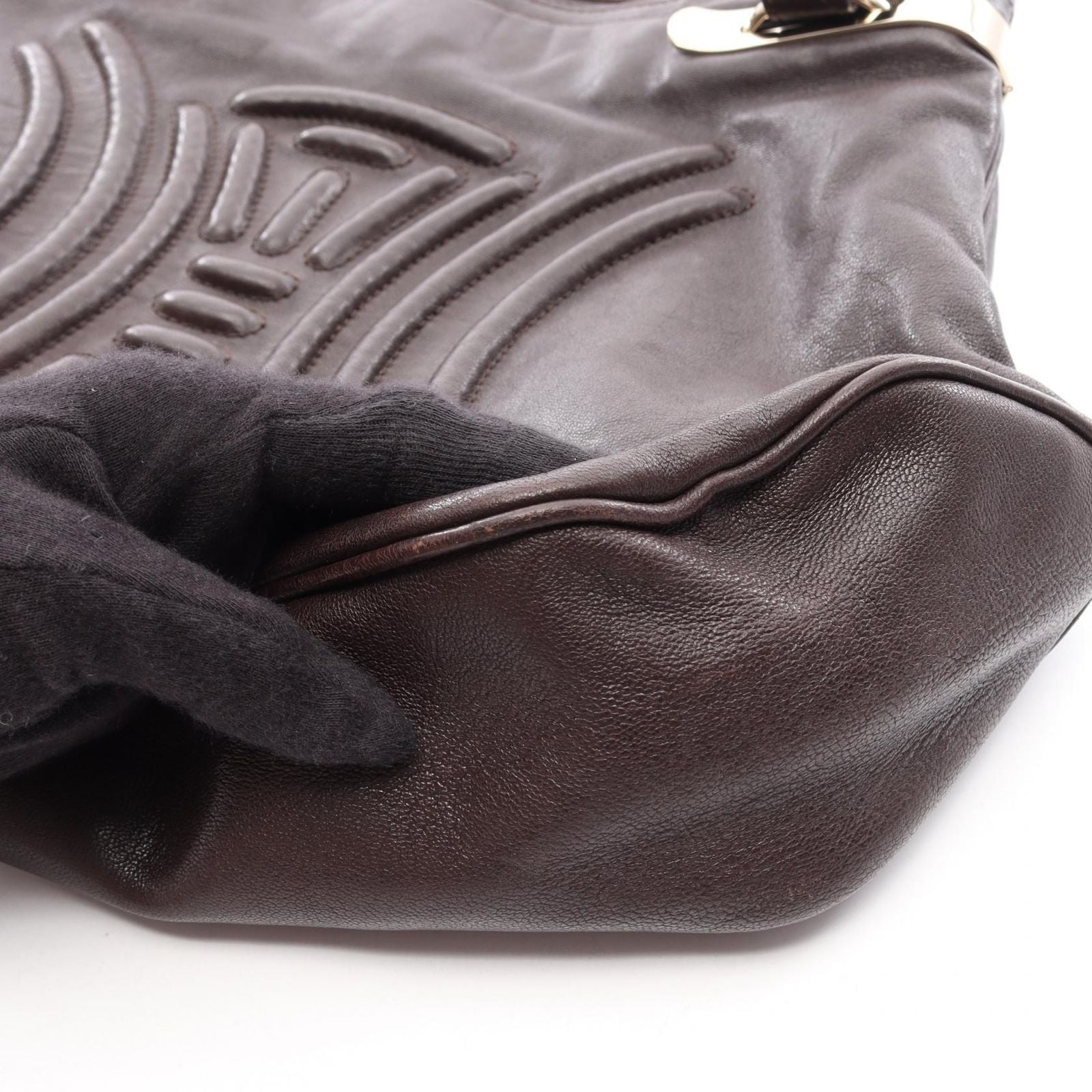 Celine Tote Triomphe Dark Brown Leather — view 7