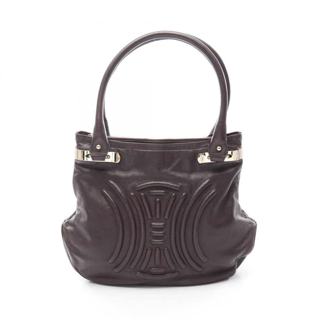 Celine Tote Triomphe Dark Brown Leather